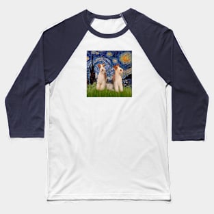 Starry Night Adapted to Include Two Wire Fox Terriers Baseball T-Shirt